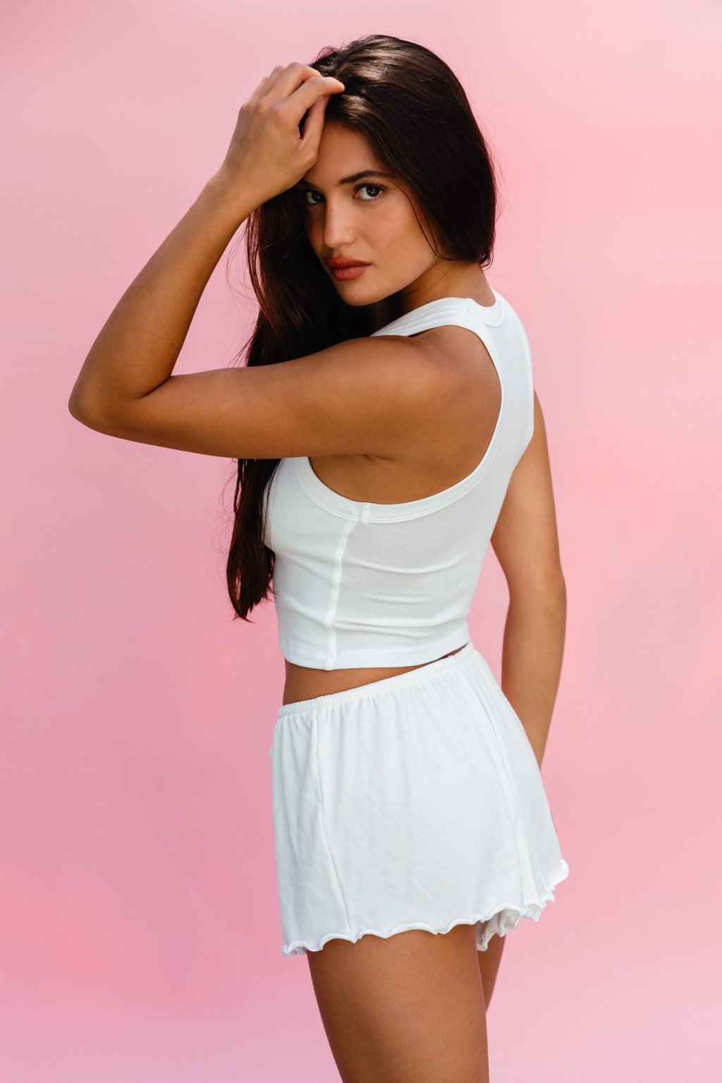 Monica Crop Baby Ribbed - White