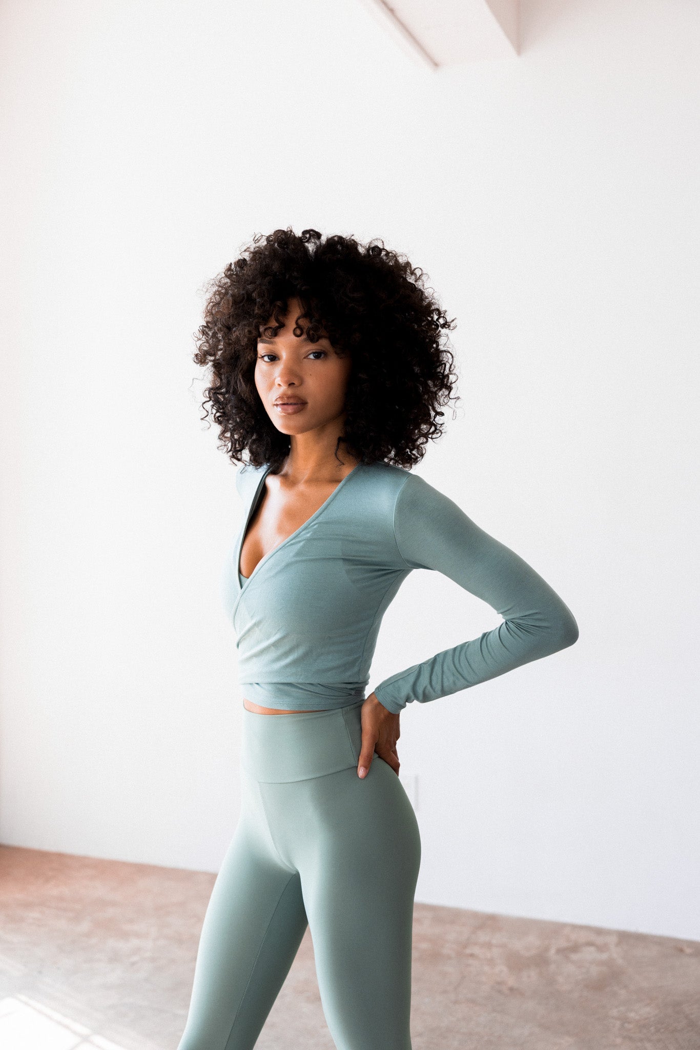 Danielle Wrap Top Jersey - Sage