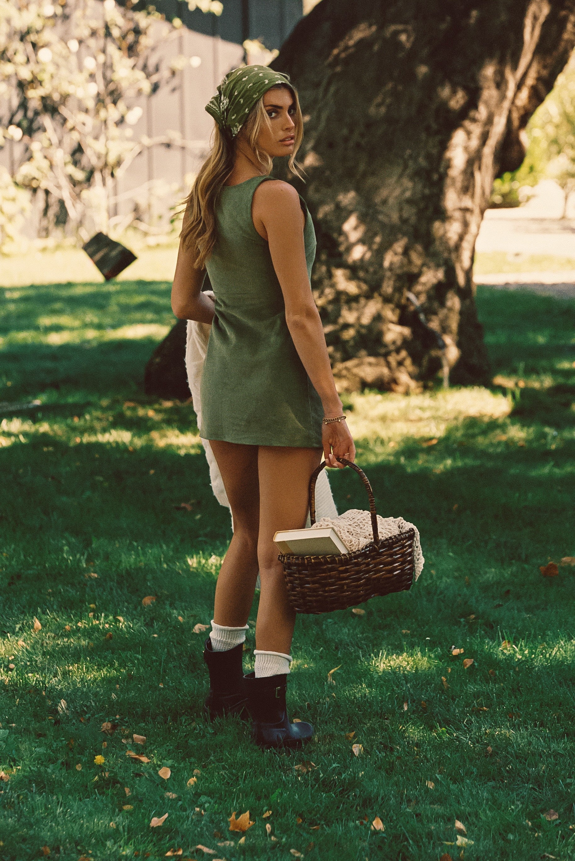 Icon Mini Dress Corduroy - Olive Corduroy