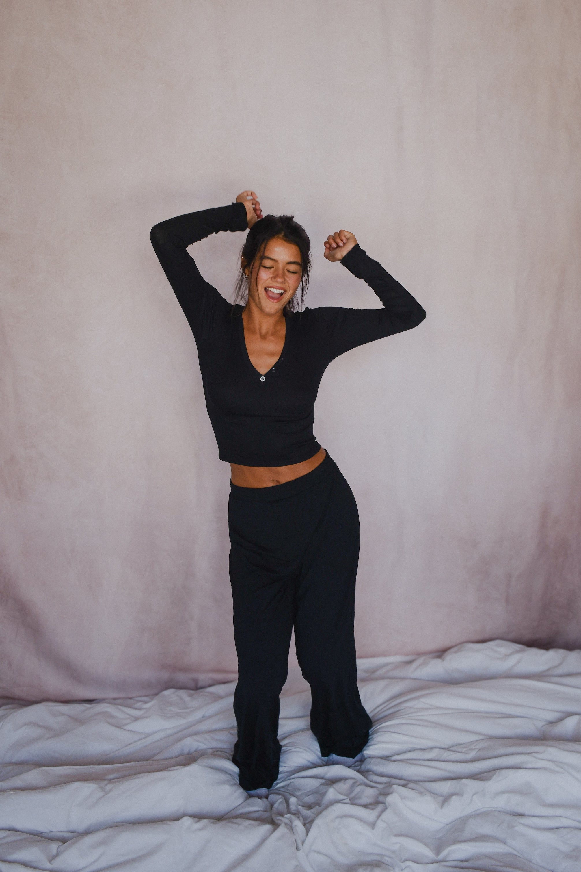 Henley Top Baby Ribbed - Black