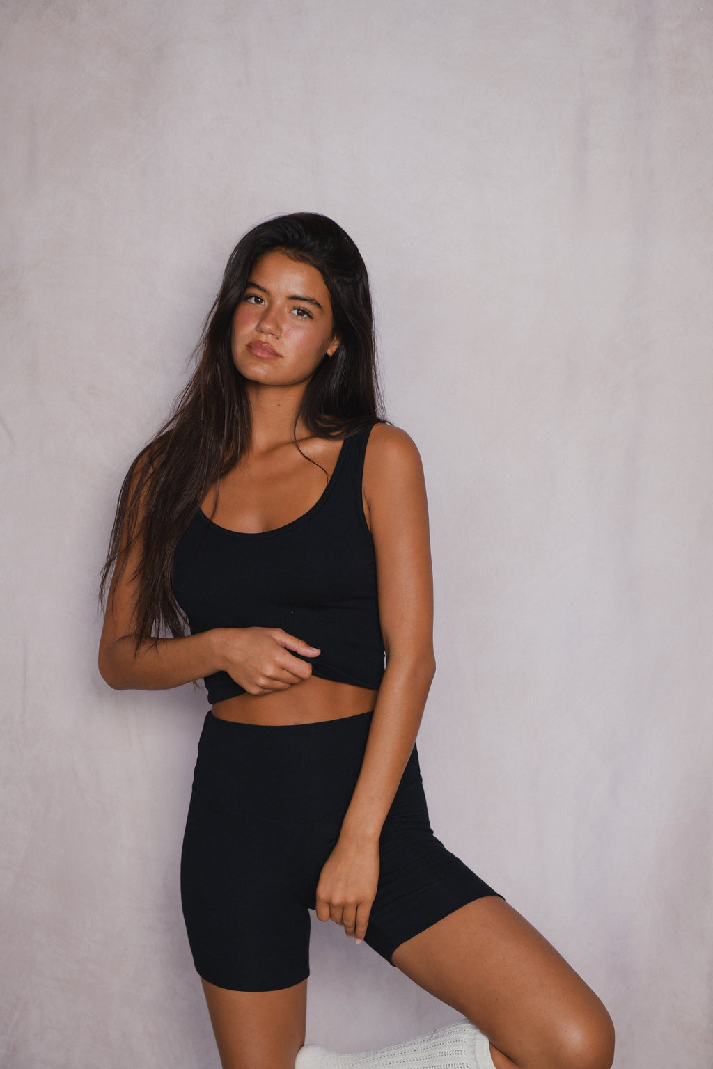 Stephanie Tank Baby Ribbed - Black