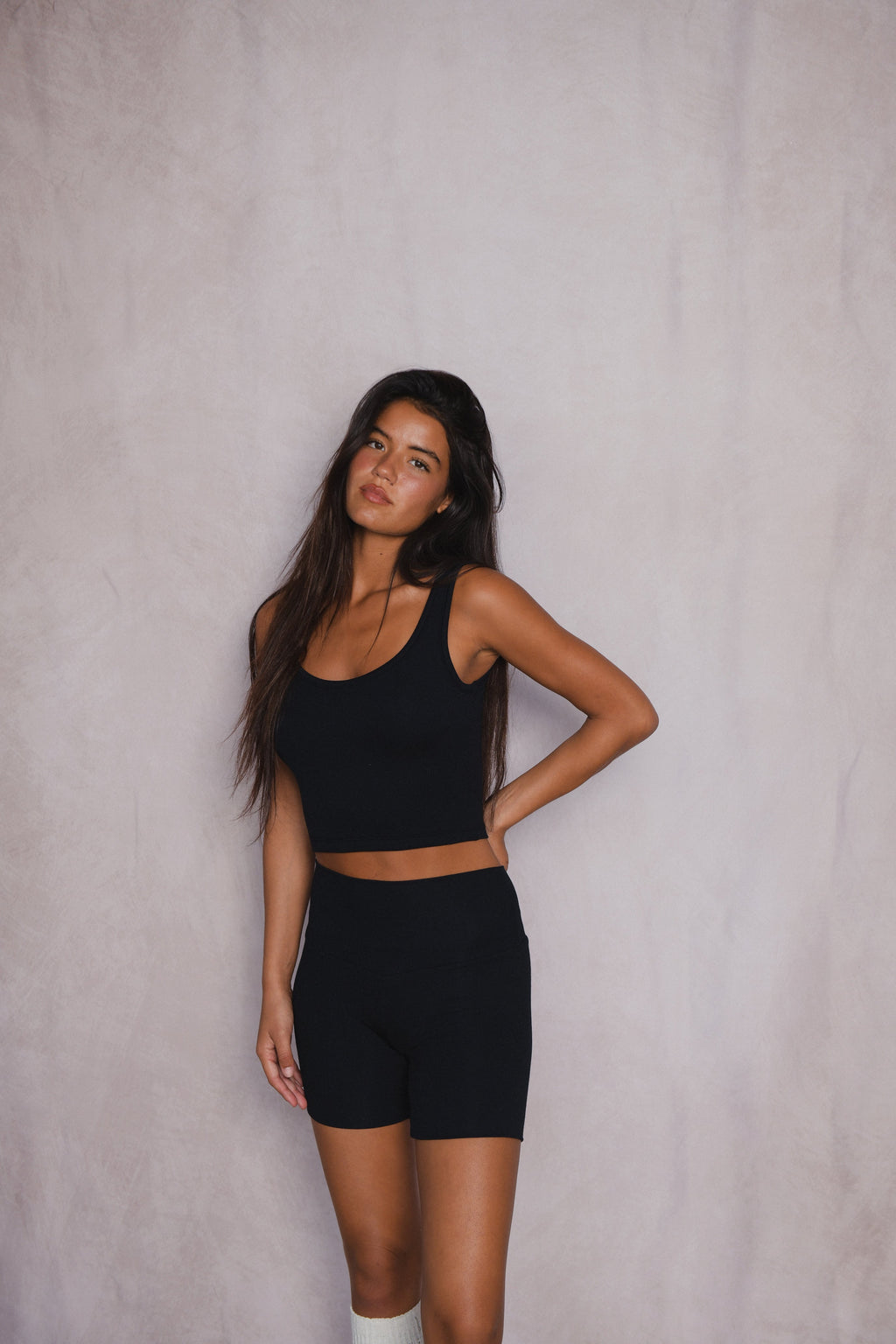 Stephanie Tank Baby Ribbed - Black