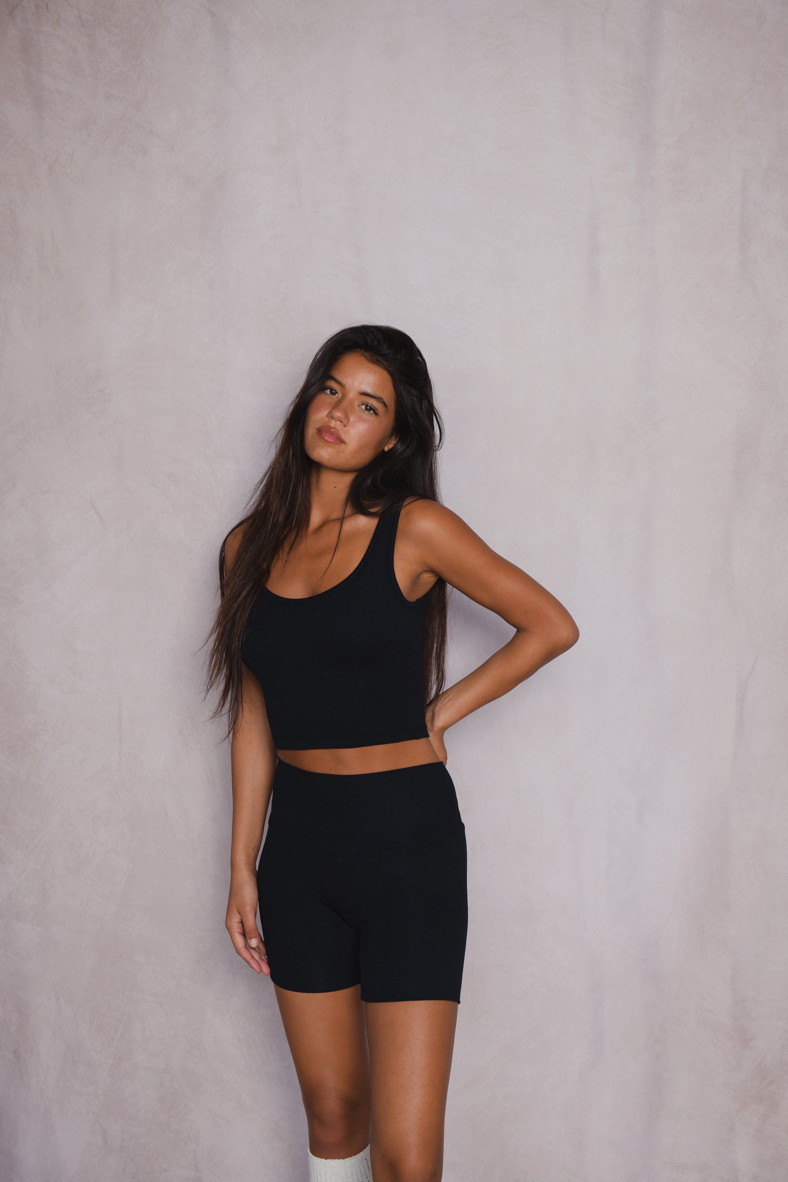 Stephanie Tank Baby Ribbed - Black