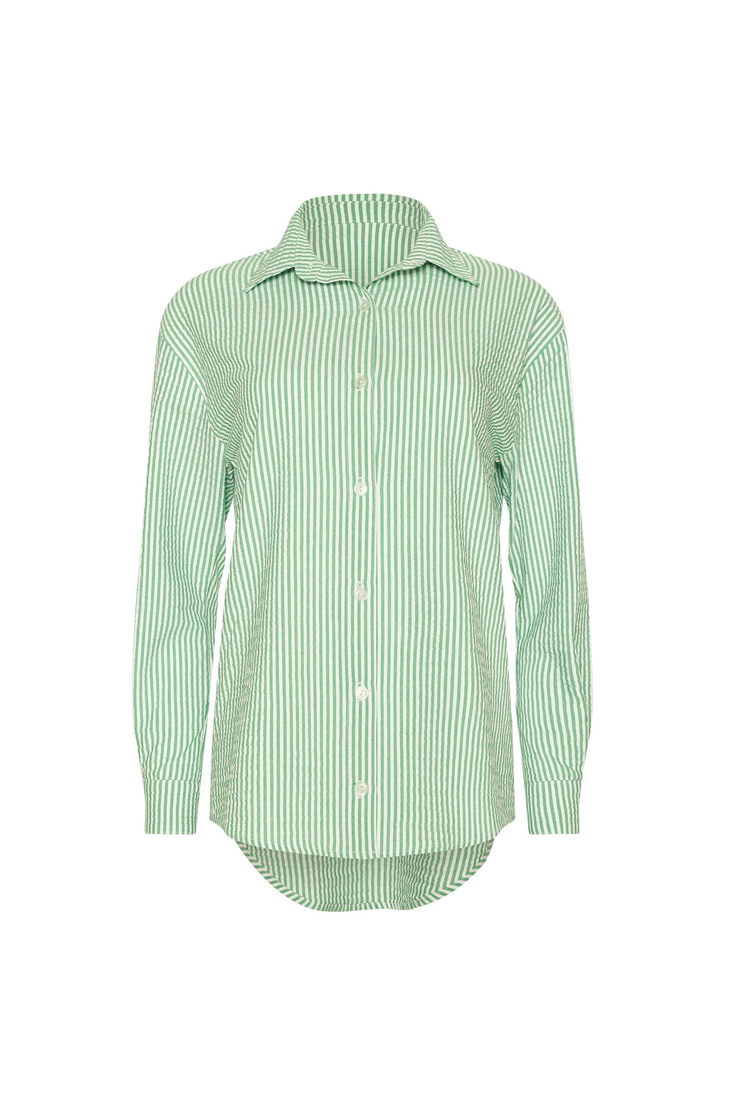 Harper Button Down - Green Seersucker