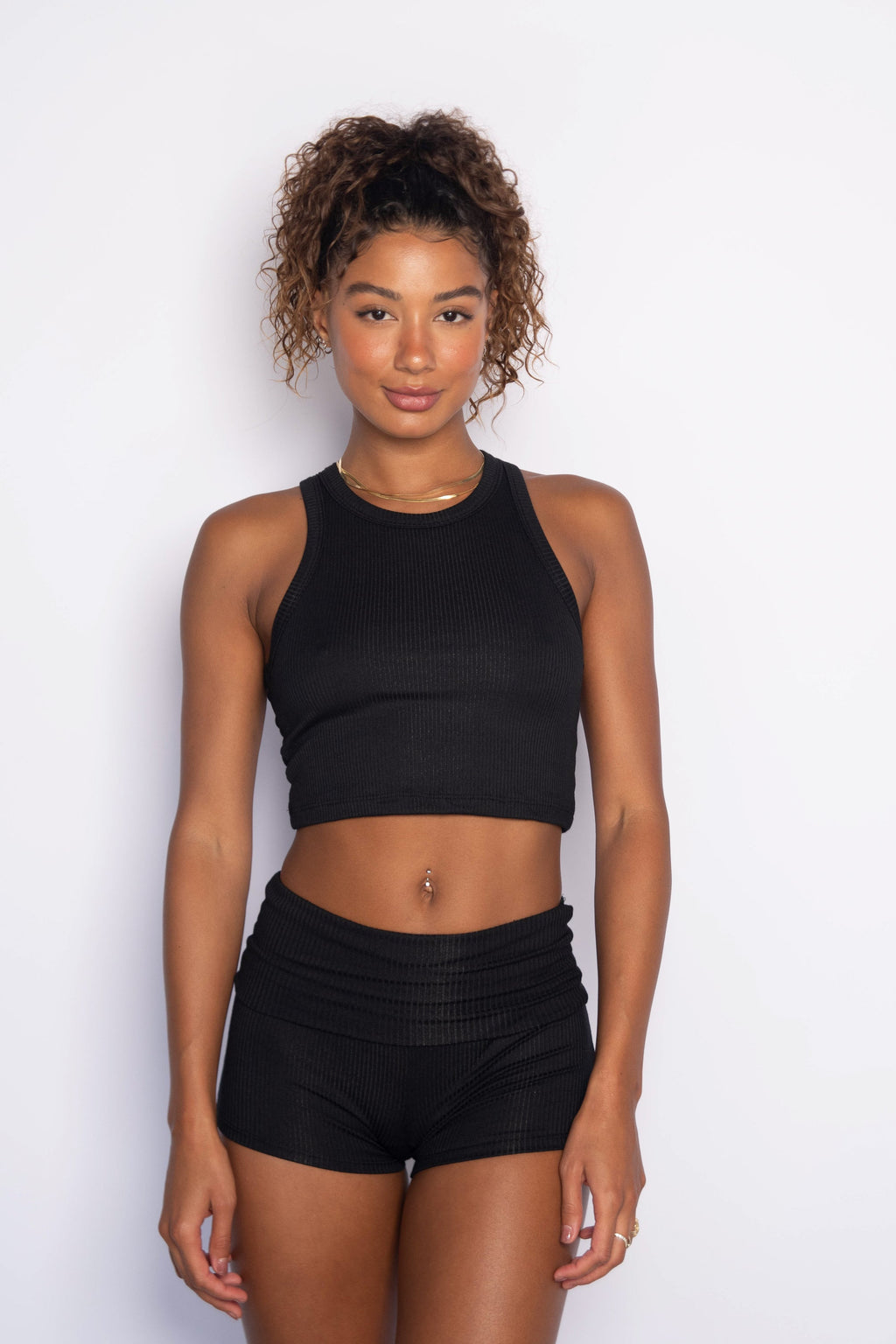 Monica Crop Ribbed - Black