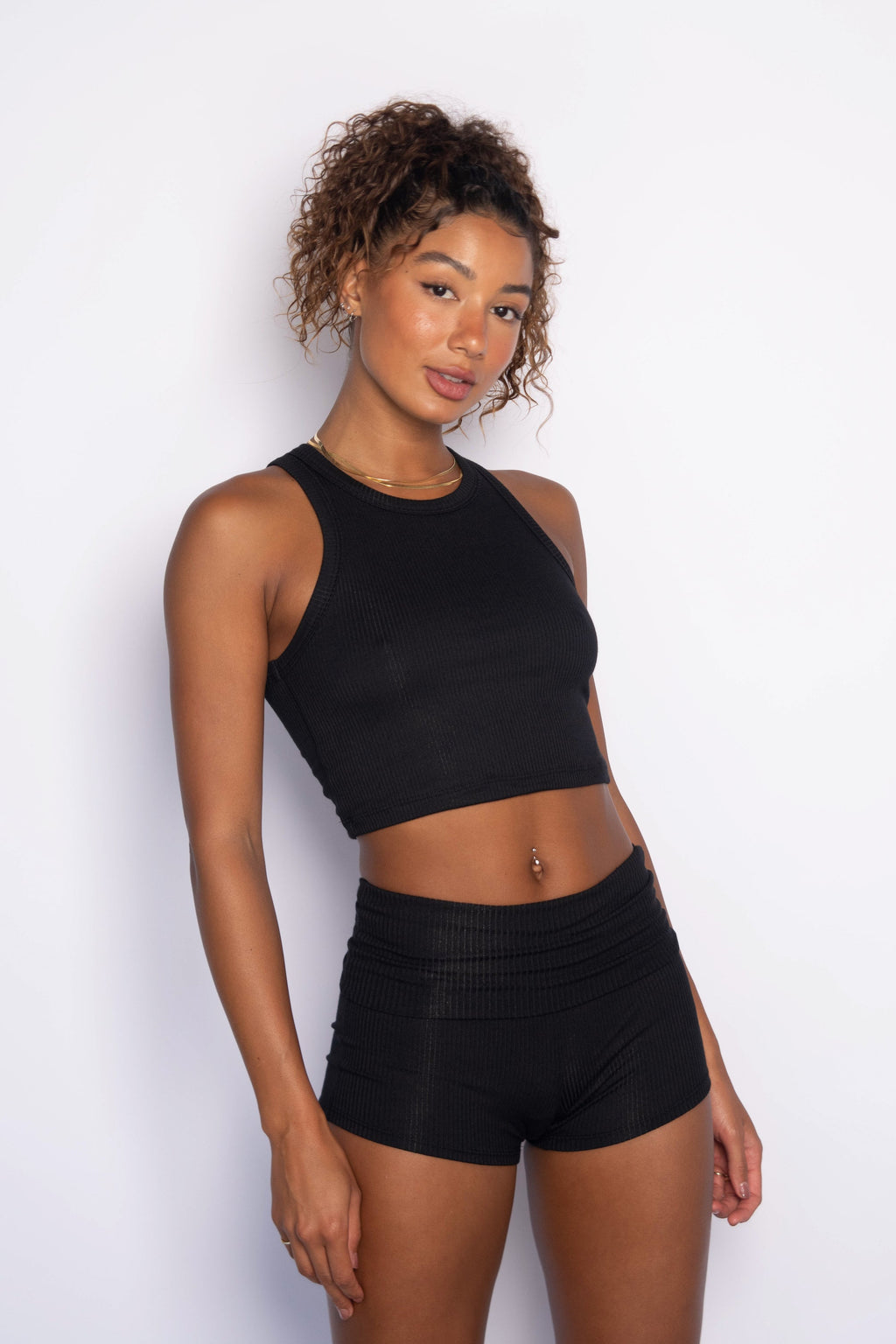Monica Crop Ribbed - Black