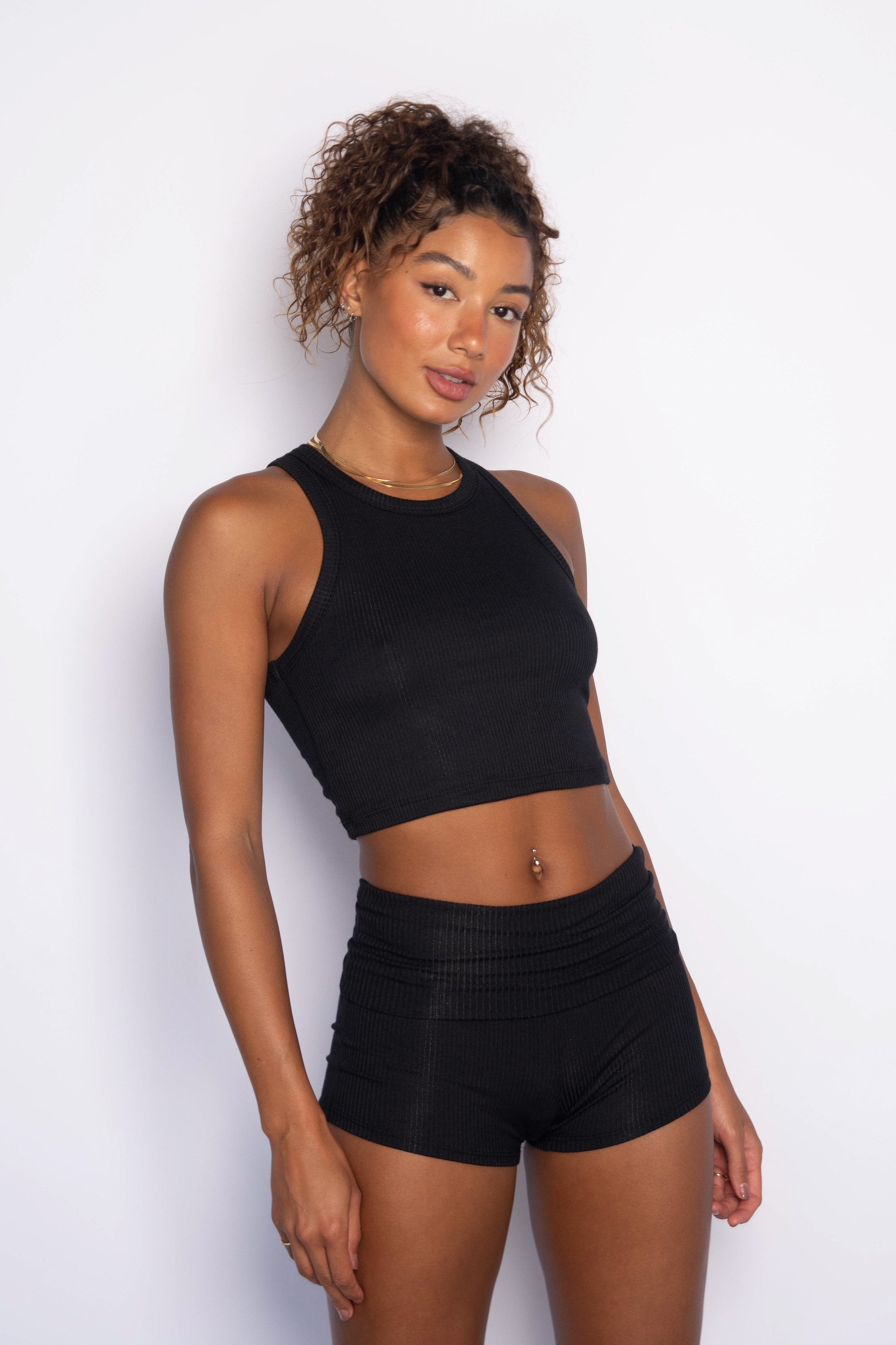 Monica Crop Ribbed - Black