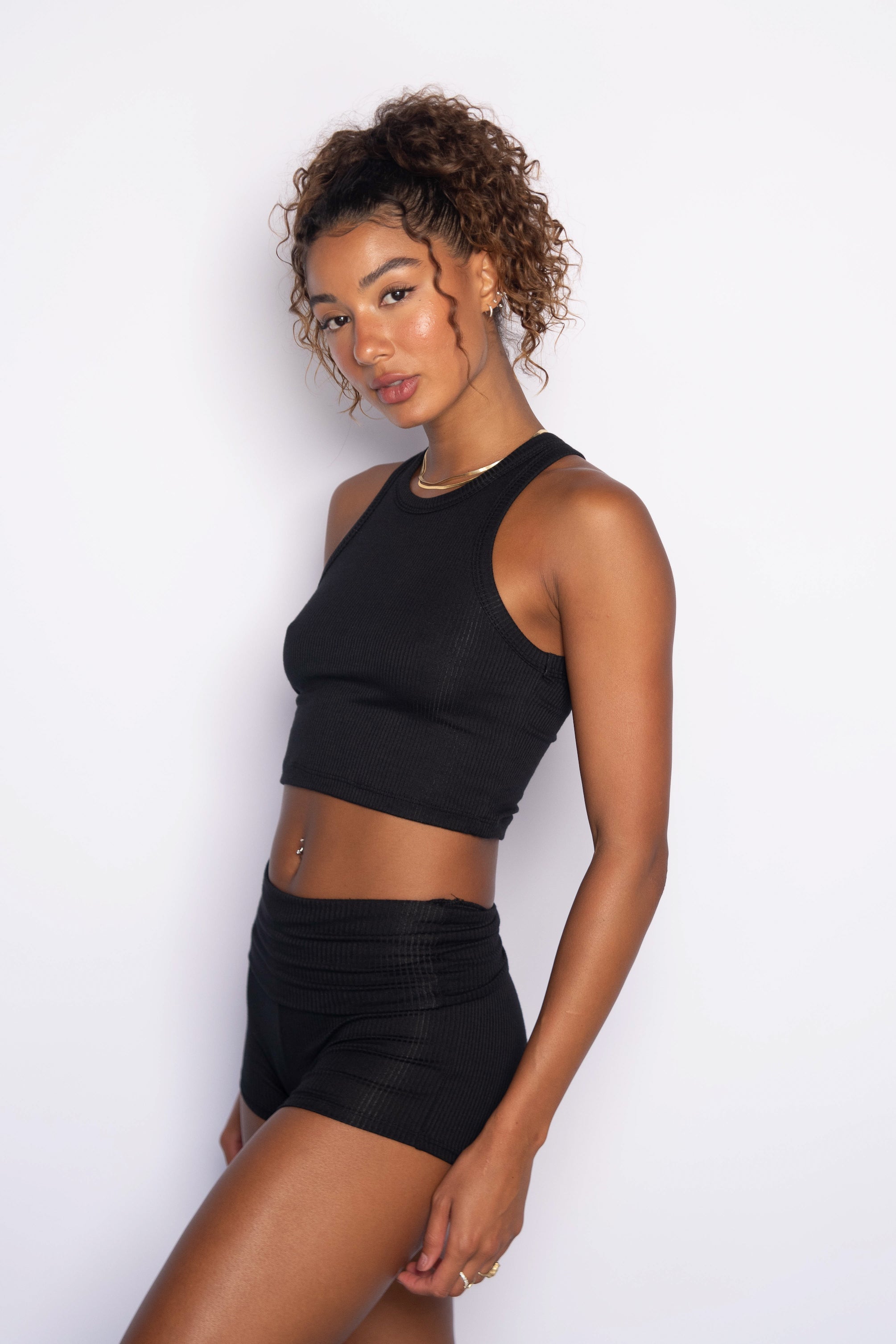 Monica Crop Ribbed - Black