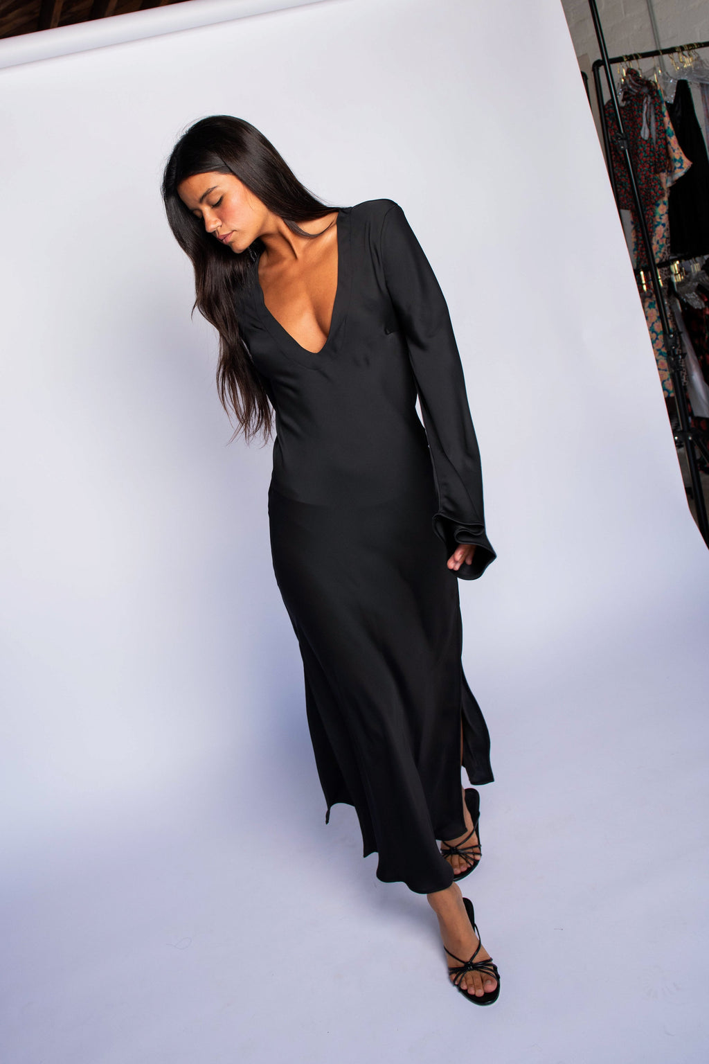 Indie Dress Satin - Black