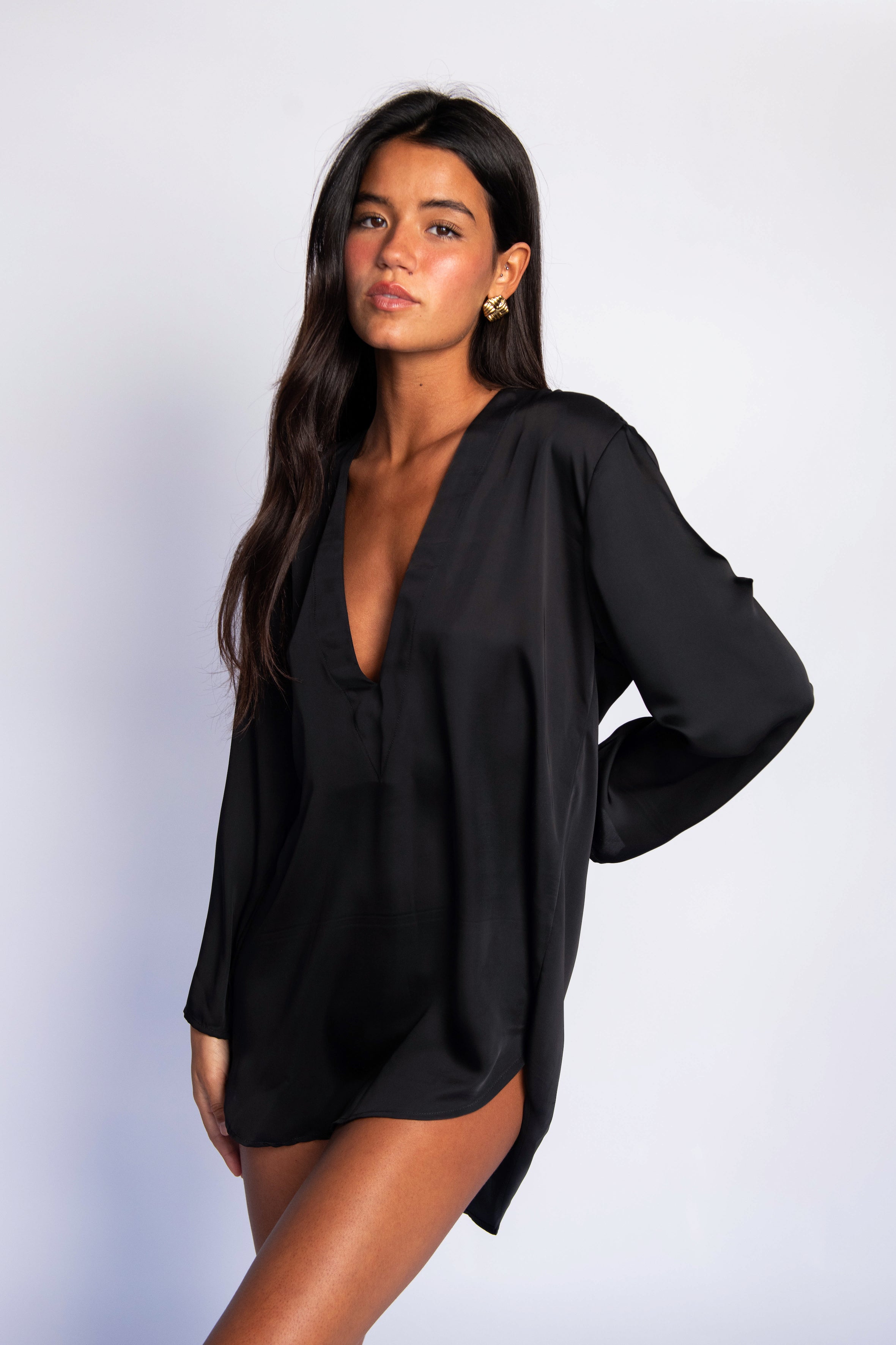 Lily Tunic Satin - Black