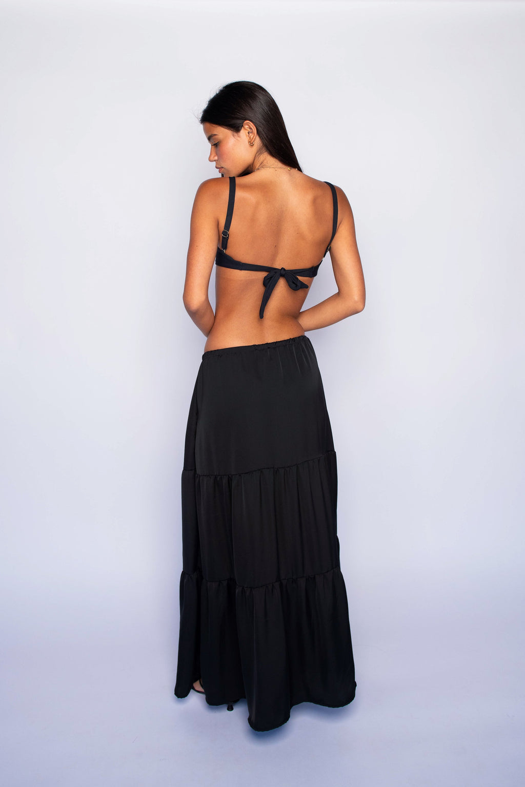 Kristina Maxi Skirt Satin - Black
