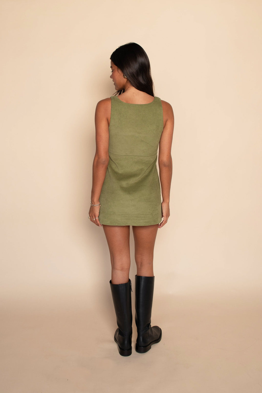 Icon Mini Dress Corduroy - Olive Corduroy
