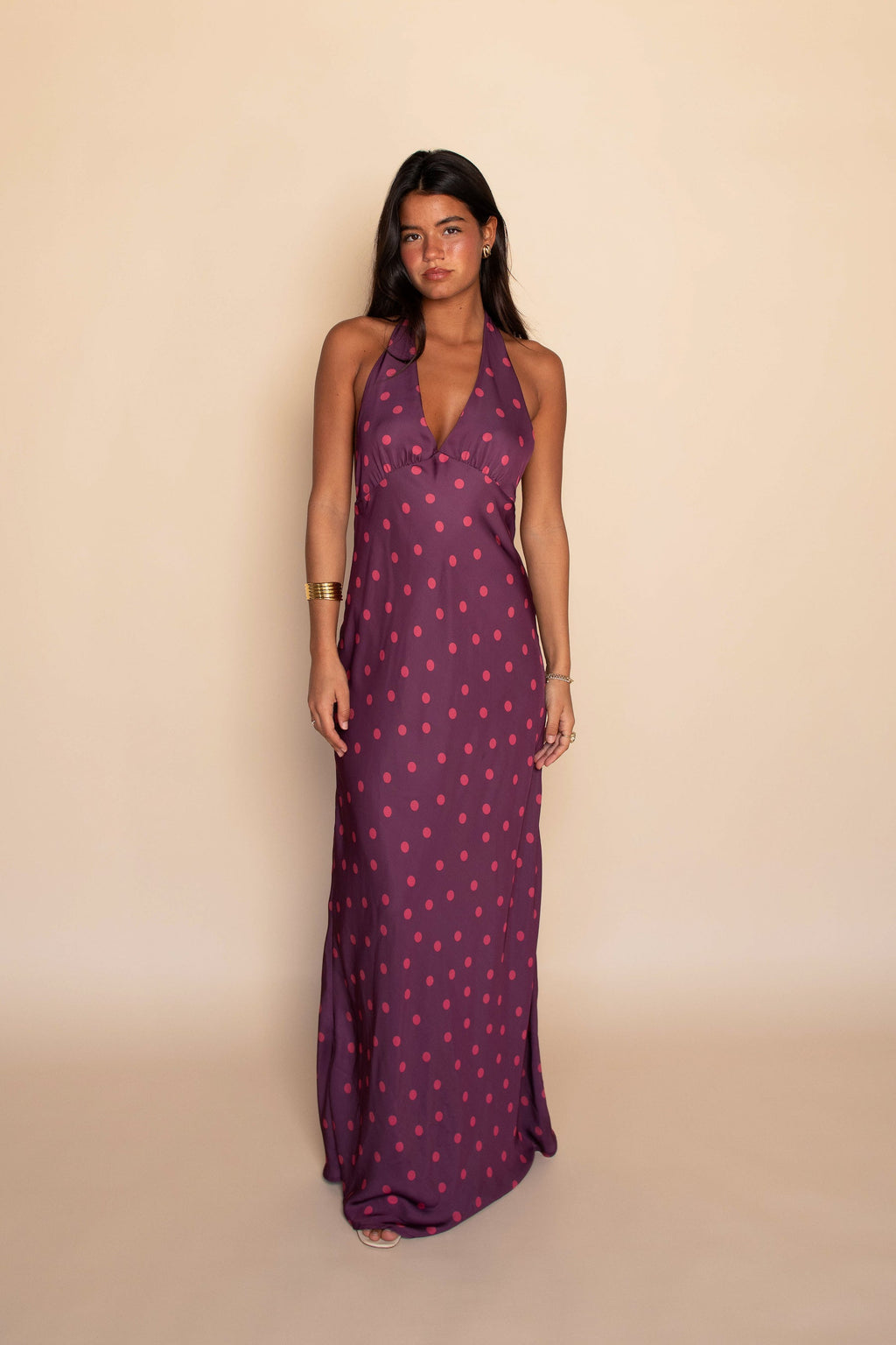 Goldie Maxi Dress Satin - Dottie