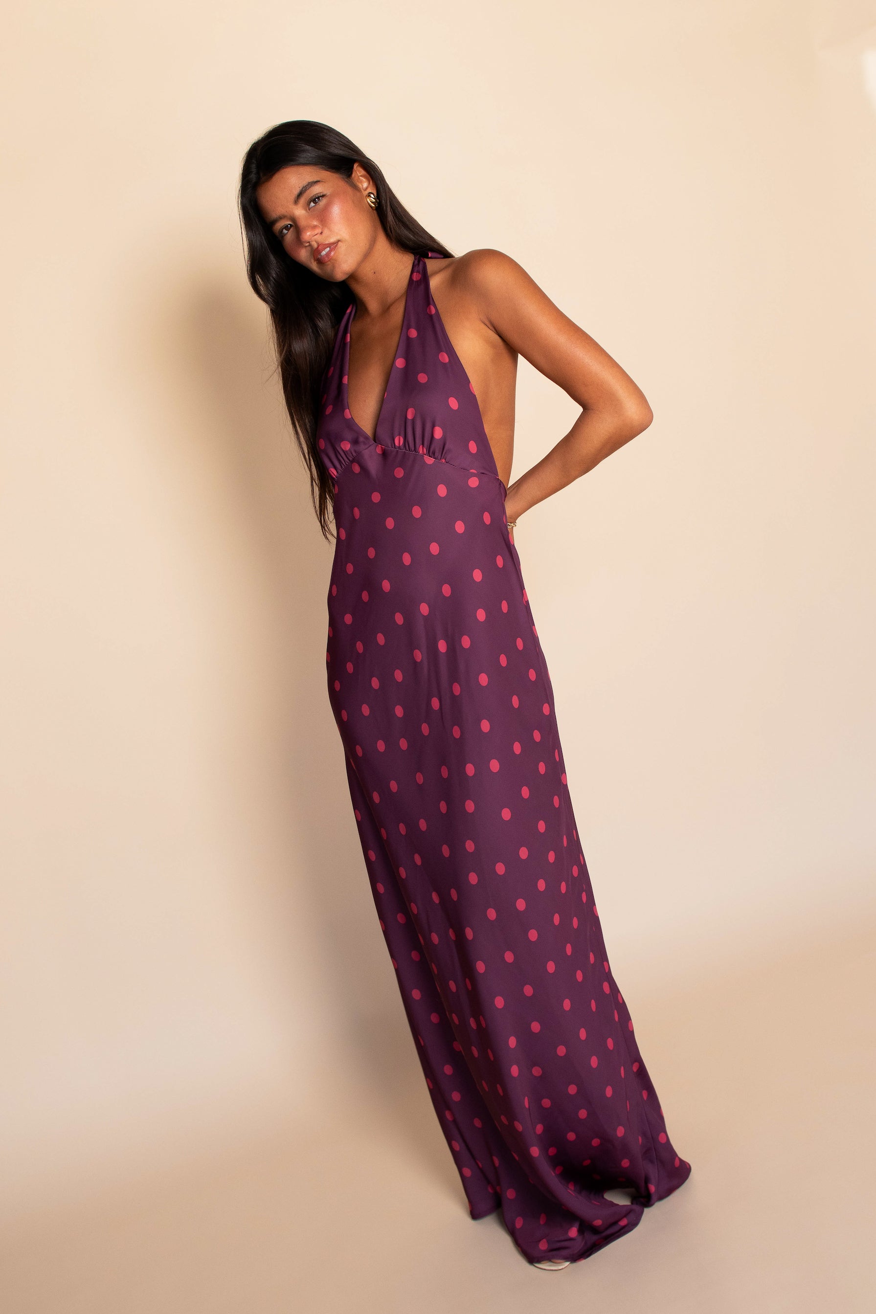Goldie Maxi Dress Satin - Dottie
