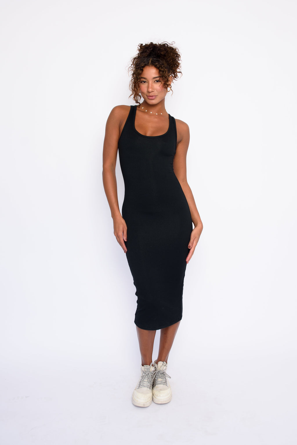 Alex Dress Ribbed - Black