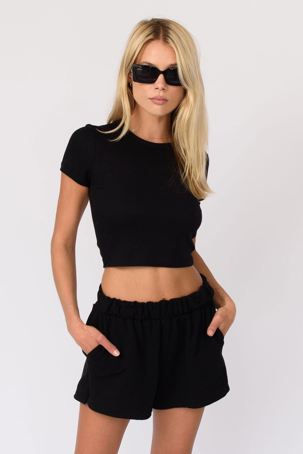 Baby Tee Ribbed - Black